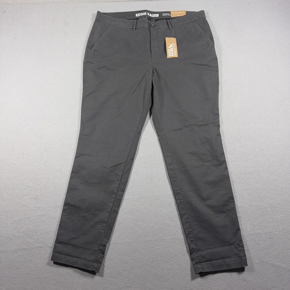 Eddie Bauer Pants Women 16 Gray Chino Boyfriend Midrise Slim Twill Casual